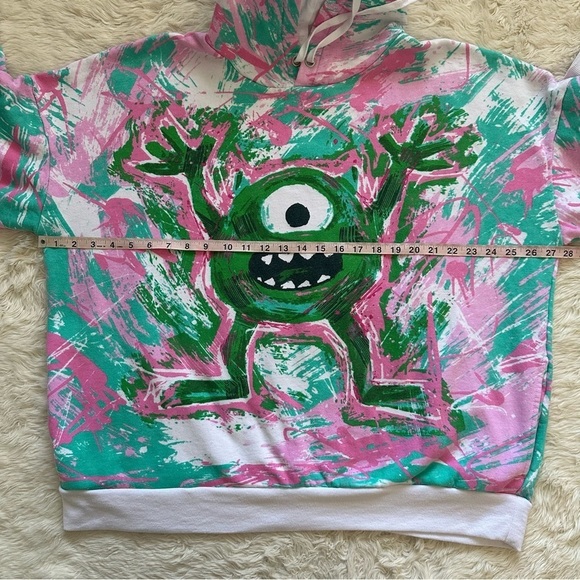 Disney Hoodie Monsters Inc Mike Wazowski Graffiti Long Sleeve Pullover Hooded XL - Picture 10 of 12
